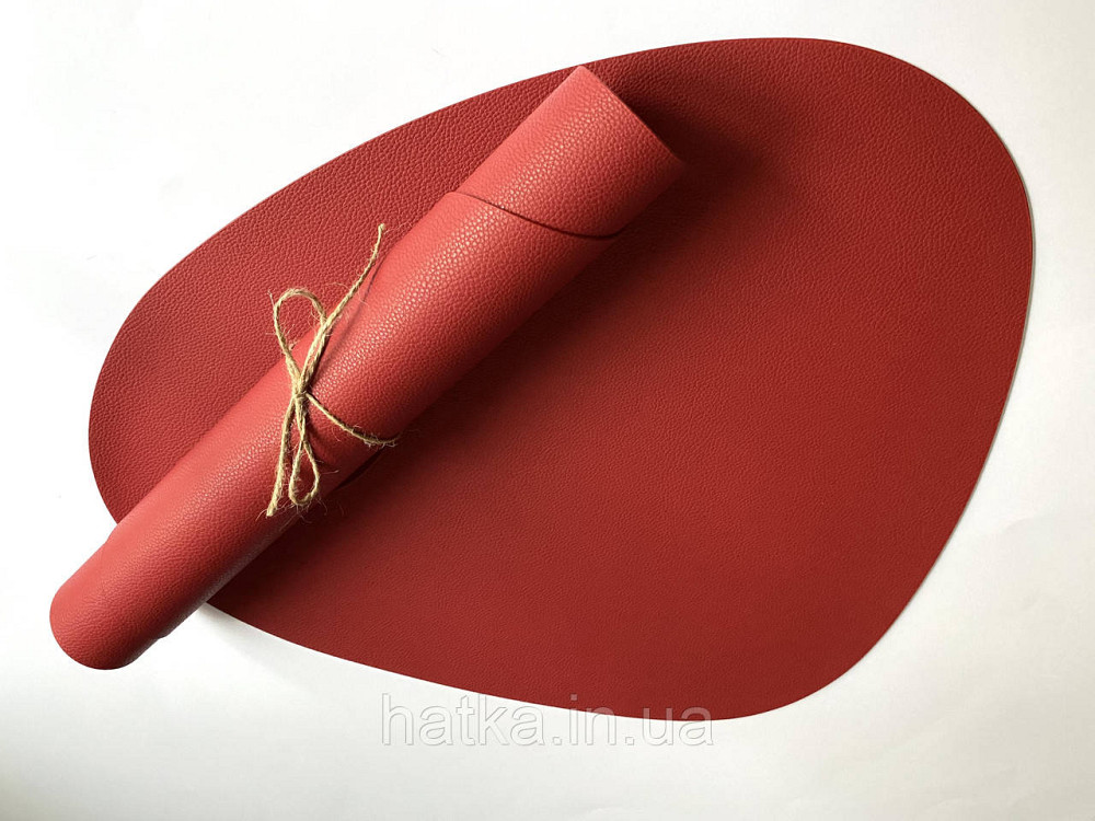 Салфетка под тарелку подтарельник PU кожа 37 см форма лепестка красная Киев - изображение 2