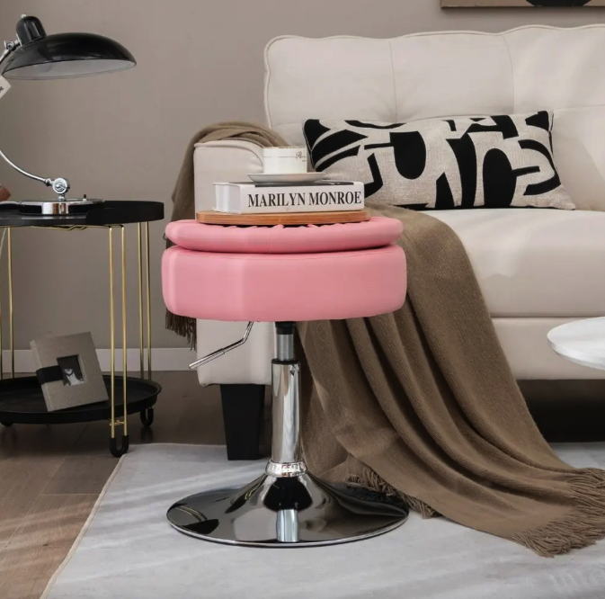 Кресло табурет вращающееся с местом для хранения розовое для спальни и гостиной Киев - изображение 3