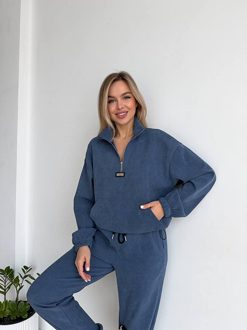 Женский стильный повседневный костюм двойка трикотажный ольвет Джинс, 42/44 Одесса - изображение 3