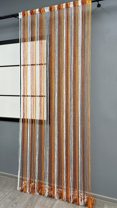Шторы-нити с люрексом Белый с терракотовым и оранжевым 300х300см 1 шт (61-121) Киев - изображение 4