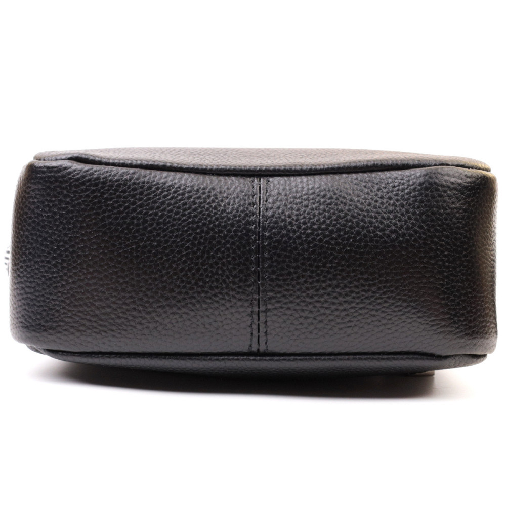 Сумка на одне відділення в класичному кольорі з натуральної шкіри Vintage 22606 Чорна Київ - фото 6