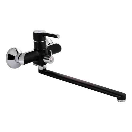 Змішувач для ванни Qtap Grand BCR 005 з душовим гарнітуром, чорний / хром Київ