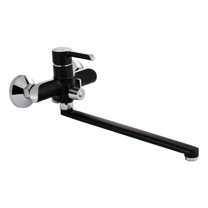 Смеситель для ванны Qtap Grand BCR 005 с душевым гарнитуром, черный / хром Киев - изображение 3