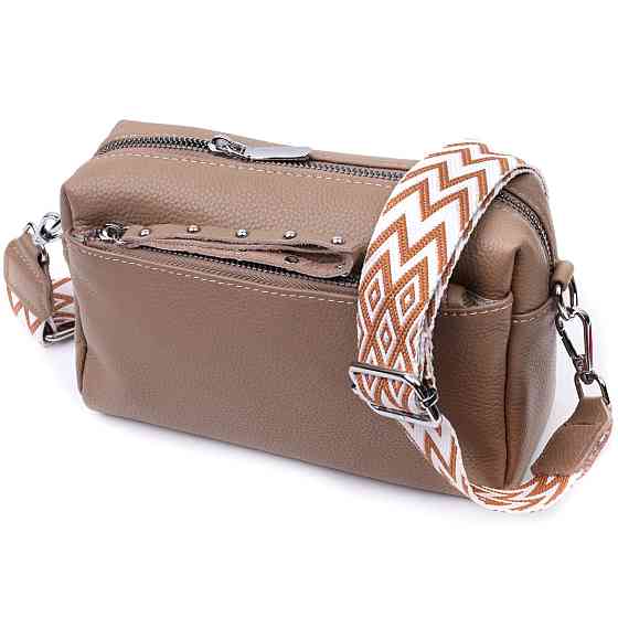 Сумка для жінок з акцентом на стильний бігунок з натуральної шкіри Vintage 22650 Бежева Київ