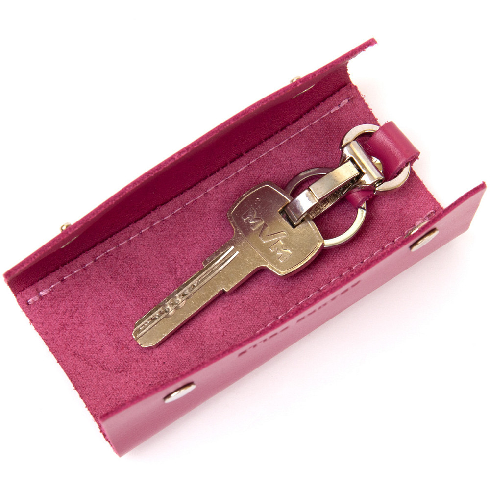 Ключница тубус кожаная на кнопках Grande Pelle 11349 Фуксия Киев - изображение 5