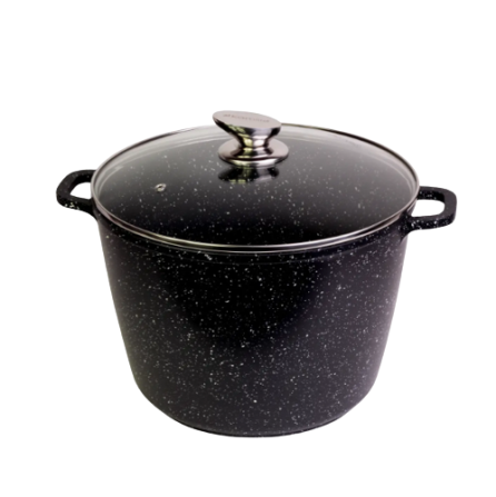 Каструля литий алюміній глибока 10л 28*20см скляна кришка а/п Black marble 4408 KAMILLE Житомир - фото 1