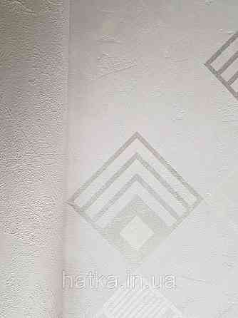 Шпалери вінілові на флізелін AS creation New-life геометрія білі квадрати сріблясті на білому під штукатурку Київ