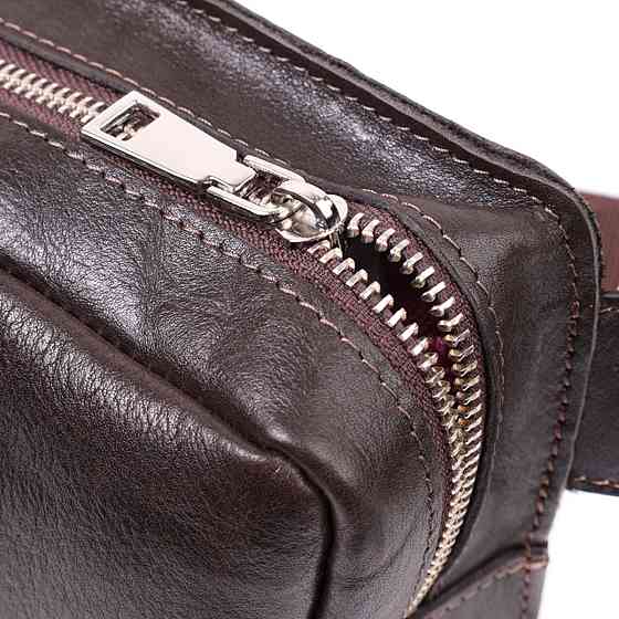 Прямокутна сумка бананка з якісної натуральної шкіри Коричневий (GRANDE PELLE) Київ