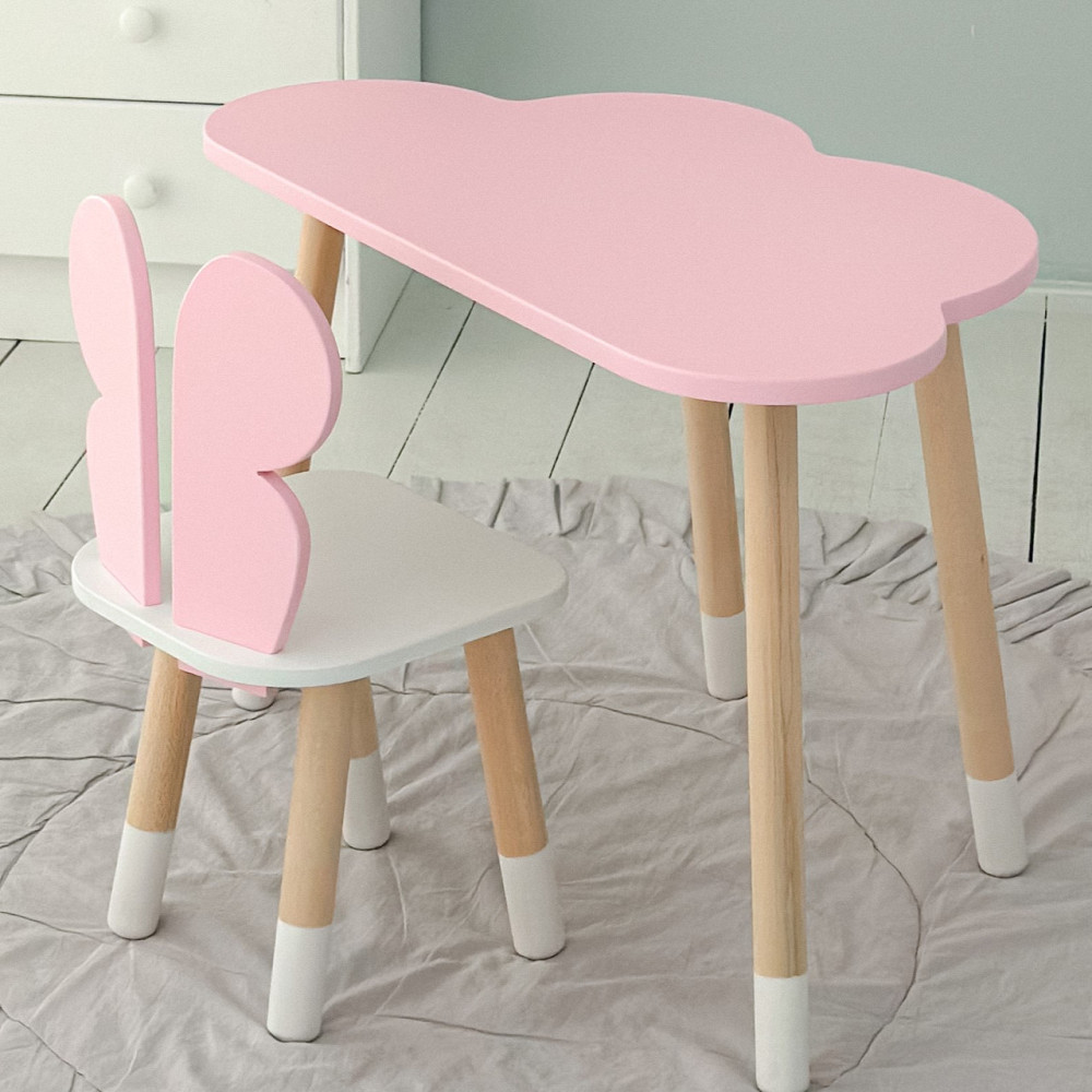 Дитячий столик і стілець "Хмаринка" рожевий з білим Київ - фото 4