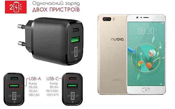 Мережевий зарядний пристрій для ZTE Nubia M2, Nubia M2 Lite, 20W 3A, Quick Charge 3.0 Київ