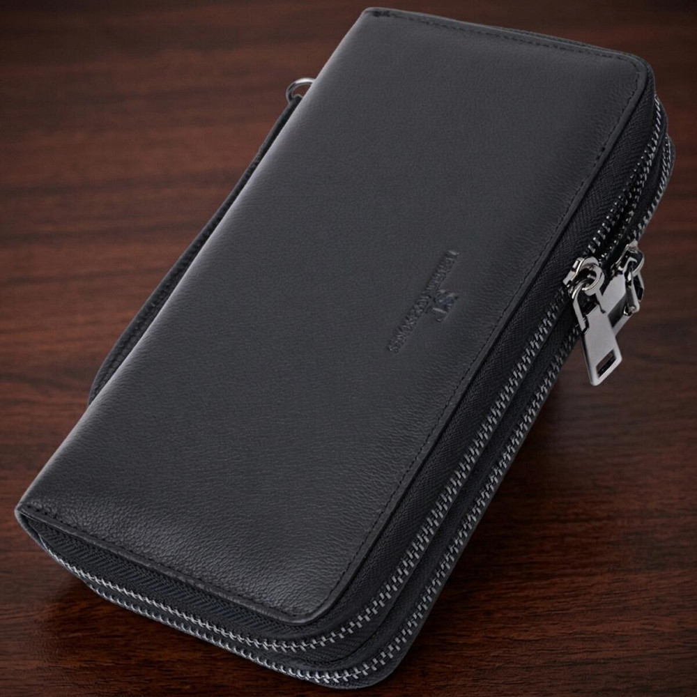 Стильний чоловічий клатч на два відділення із натуральної шкіри ST Leather 22700 Чорний Київ - фото 11