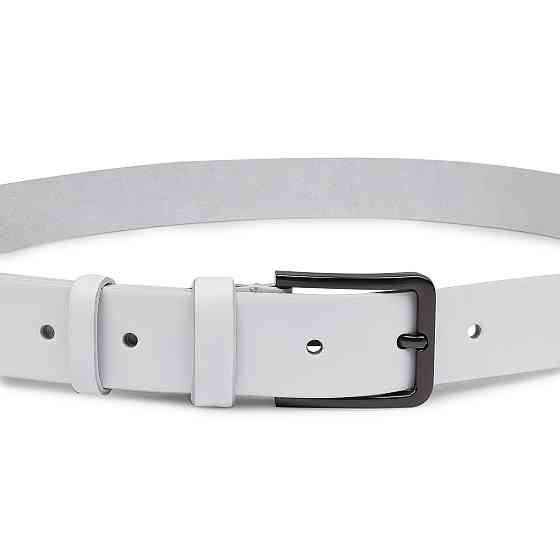 Гладкий строгий ремень унисекс Vintage 20714 Белый Киев