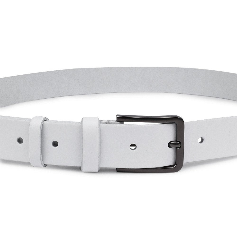 Гладкий строгий ремень унисекс Vintage 20714 Белый Киев - изображение 6