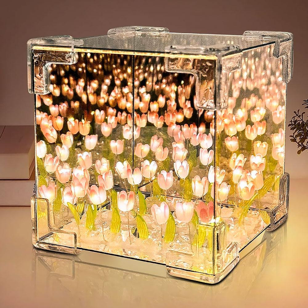 Нічник Безкінечні тюльпани (10×10см),від батарейок,Набір Зроби сам,Рожевий SBR Київ - фото 1