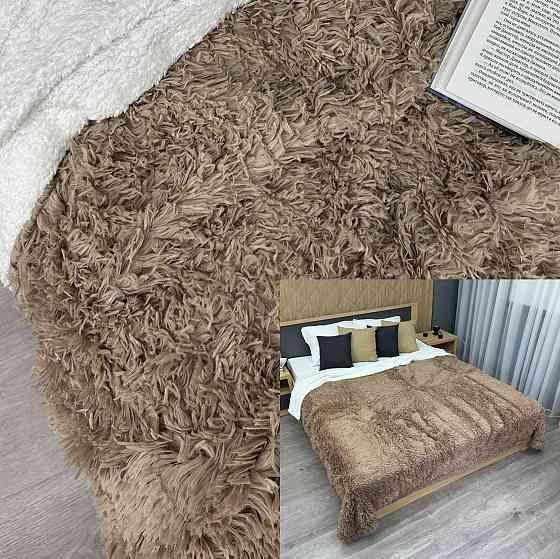 Плед-покривало 200х230 см (+-10см) Травка на овчині колір какао з білим (87-216) Київ