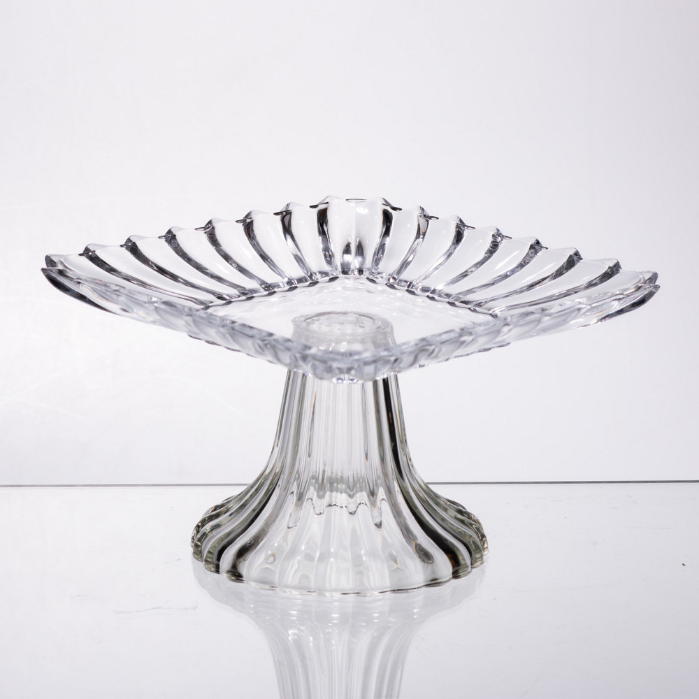 Yiwu Тортівниця скляна квадратна на ніжці, прозора підставка для торта, десертів, сервірування Коломия - фото 1