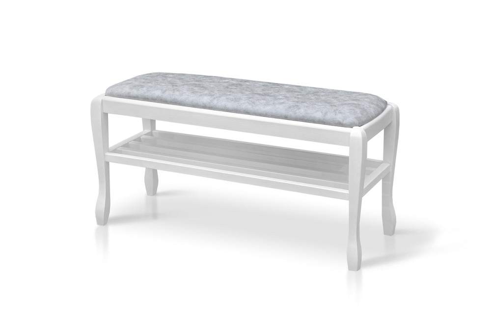 Банкетка з полкою Сієста 900, біла/сіра тканина Киев - изображение 1