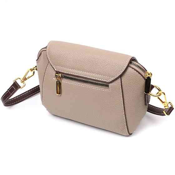 Стильная женская компактная сумка из натуральной кожи Vintage 22267 Бежевая Киев