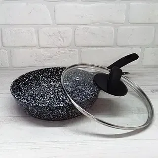 Сковорода с крышкой Гранитное покрытие 22 см, для всех видов плит, турбо-индукционное дно EB-3437 Одесса - изображение 2