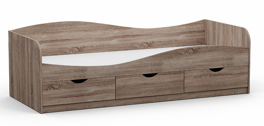 Кровать односпальная L-9, Дуб Сонома Трюфель, 2030х834х656 Львов - изображение 1