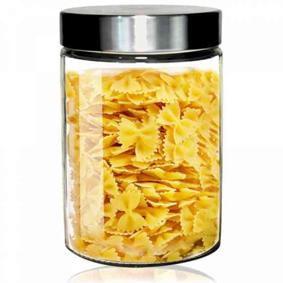 Банка стеклянная с крышкой для хранения сыпучих круп и макарон 1200мл Винница