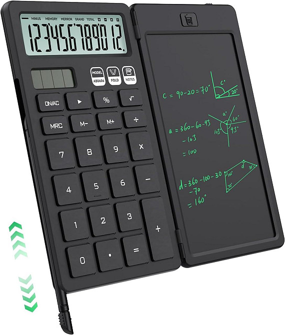 Калькулятор NEWYES 2-in-1 чорний 6.5" LCD великі кнопки великий екран портативний настільний solar/CR1220 Київ - фото 6