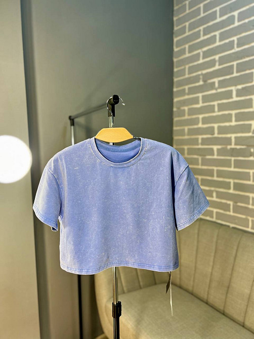 Футболка женская A-N 2308 вареная тай-дай короткая широкая кроп-топ one size сиреневая, сиреневый, one size Киев - изображение 13