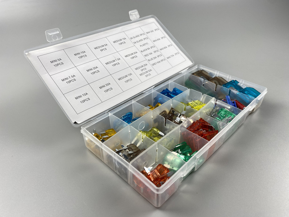 Набір запобіжників 147 шт від 5A до 70А від 5A до 70А  (mini, micro, medium, maxi, круглі скло + круглі кераміка) бокс пластиковий Мукачево - фото 3