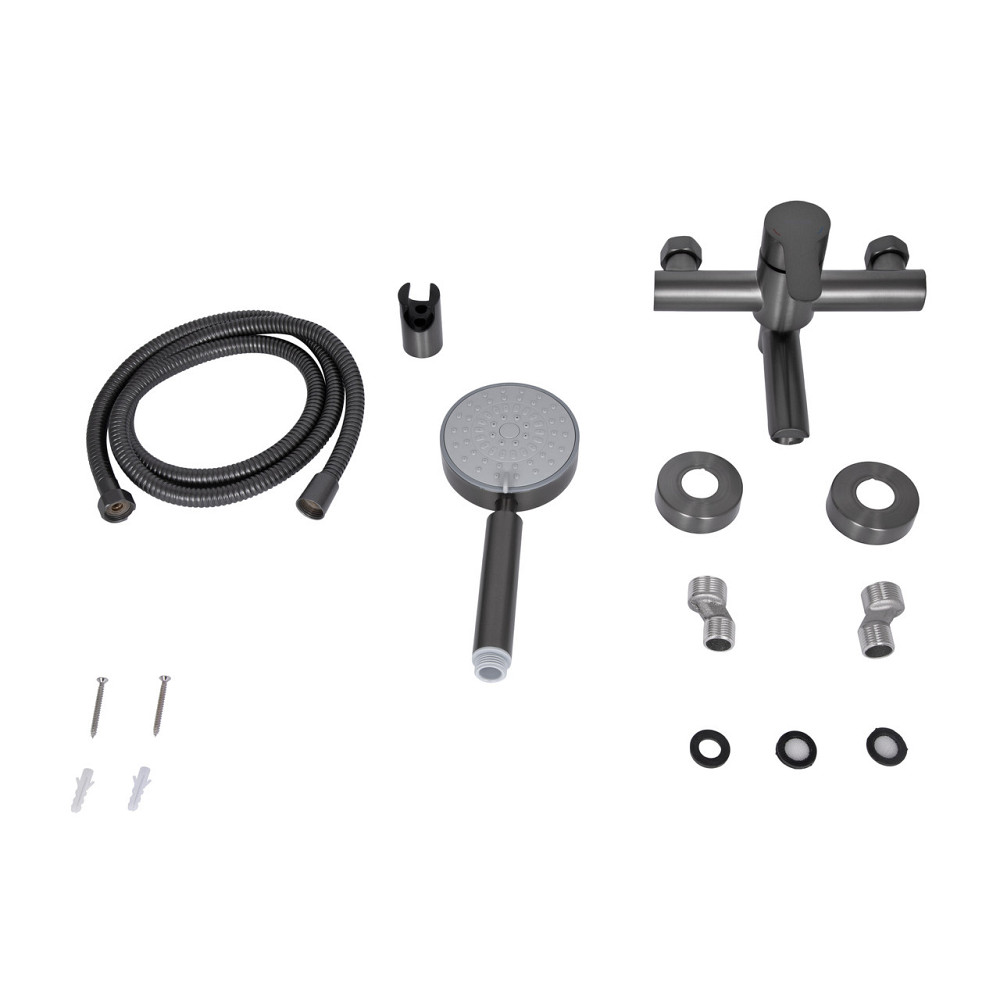 Смеситель для ванны Brinex Pure 006 с поворотным изливом (с душевым гарнитуром) Gunmetal Black BRIPUR006GRP Киев - изображение 12