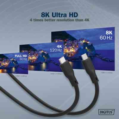 Дата кабель USB-C to USB-C 1.0m USB 4.0 Gen3 40G 240W 8K silicone black Digitus (AK-300344-010-S) Вінниця