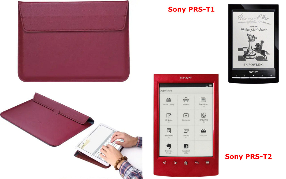 Чехол-конверт VitoCase для Sony PRS-T1, Sony PRS-T2, с функцией подставки для книги Бордовый Киев - изображение 1