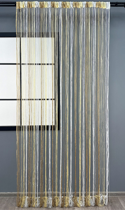 Шторы-нити с люрексом Бежевый с молочным и белым 300х300см 1 шт (61-100) Киев - изображение 2