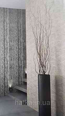 Шпалери вінілові на флізеліні Marburg Travertino 1.06х10 фігури трикутники смуги структурні сірі 3д Київ