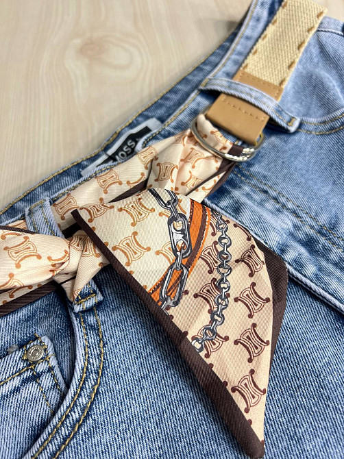 Шорти жіночі джинсові Moss 513 бермуди з високою посадкою і поясом-хусткою блакитні, блакитний, З2, 32, 86 см, 122 см Київ - фото 16