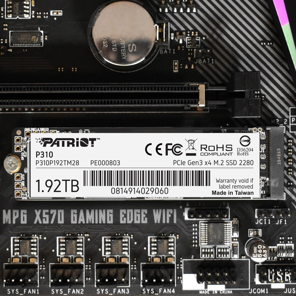 SSD диск накопитель M.2 Patriot P310 1920GB NVMe 2280 PCIe 3.0x4 3D NAND TLC P310P192TM28 Одесса - изображение 6