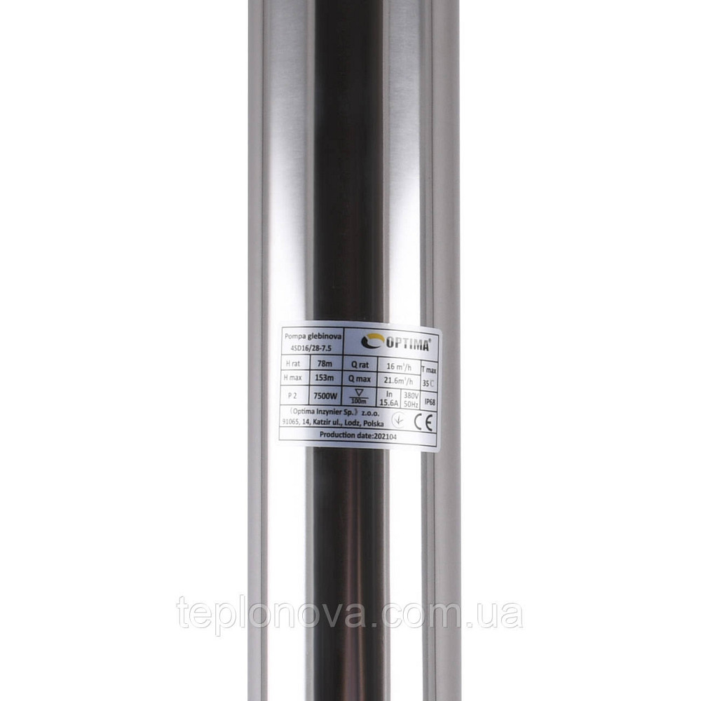 Насос скважинный с повышенной уст-тью к песку  OPTIMA  4SD16/28 7,5 кВт 153м 3-х фазный Черновцы - изображение 2