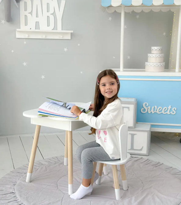 Детский столик Облако с нишей и стульчиком Зайчик (Белый) Винница - изображение 2