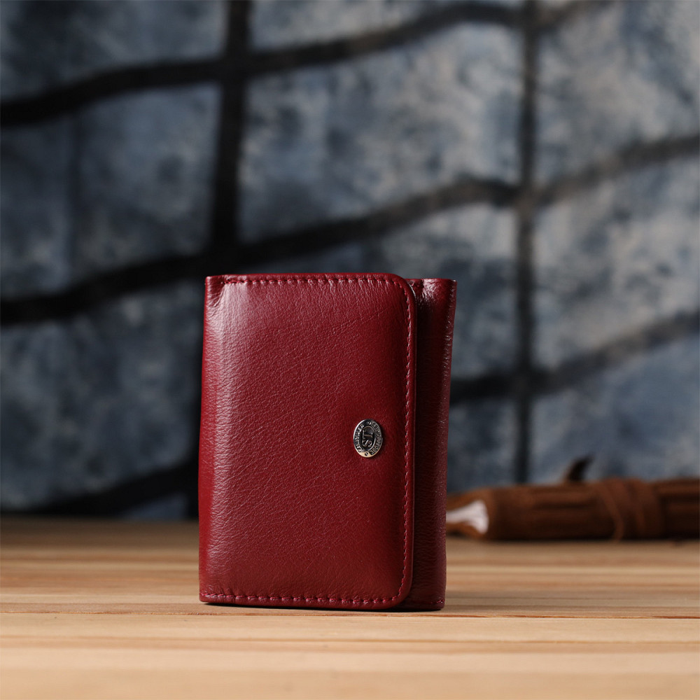 Компактный женский кошелек из натуральной кожи Бордовый (ST Leather) Киев - изображение 3