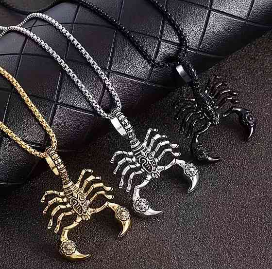 Підвіска скорпіон на ланцюжку чоловіча, кулон знак зодіаку Скорпіон, чорний метал Київ