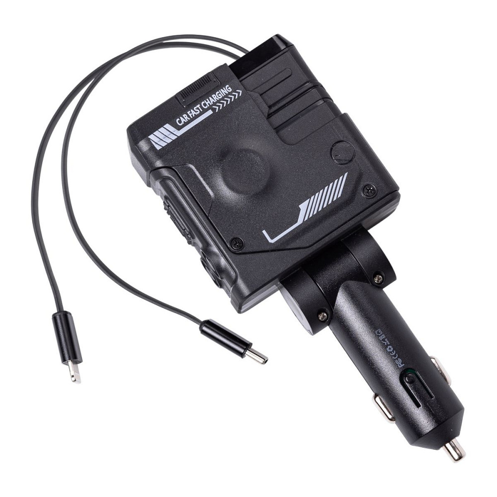 Автомобільний зарядний пристрій MECHA з висувними кабелями та портами USB/Type-C Чорний HP-A1B Коломыя - изображение 5