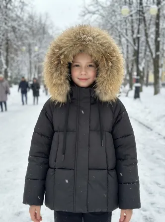 Детская зимняя черная куртка для девочки подростка 134,140,152 Николаев