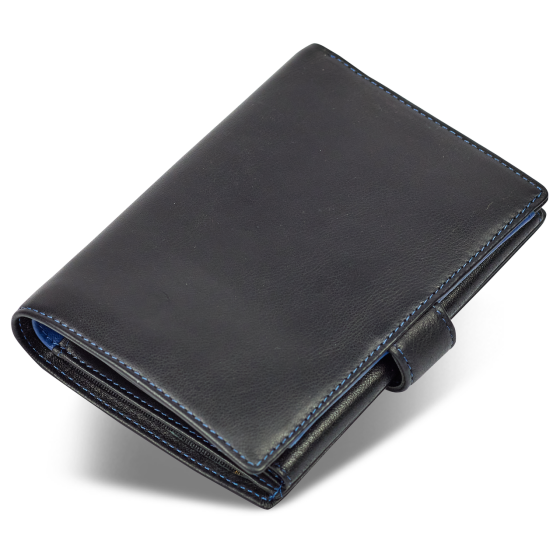 Чорний чоловічий гаманець з фіксацією з натуральної шкіри Marco Coverna MC-1005 A 1221 Кам'янське