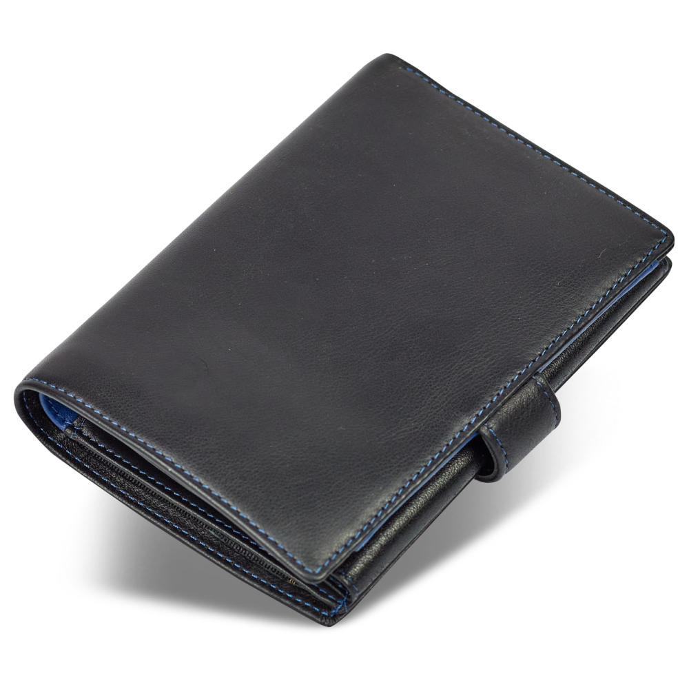 Чорний чоловічий гаманець з фіксацією з натуральної шкіри Marco Coverna MC-1005 A 1221 Кам'янське - фото 2