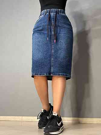 Юбка женская джинсовая Vanver 8006 на резинке со шнурком миди синяя, синий, 31, 31, 83 см, 104 см Киев