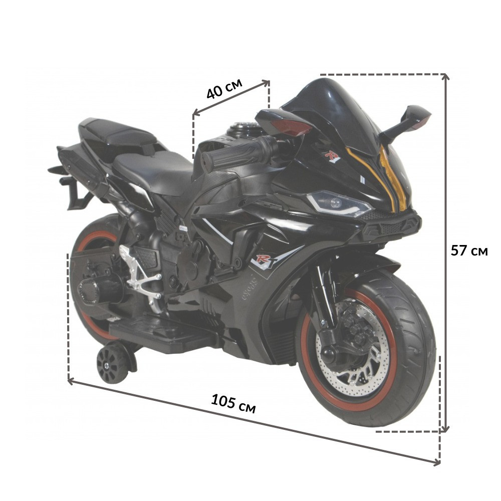 Дитячий електромотоцикл SPOKO 1900S мотоцикл на акумуляторі для дітей Чорний Київ - фото 2