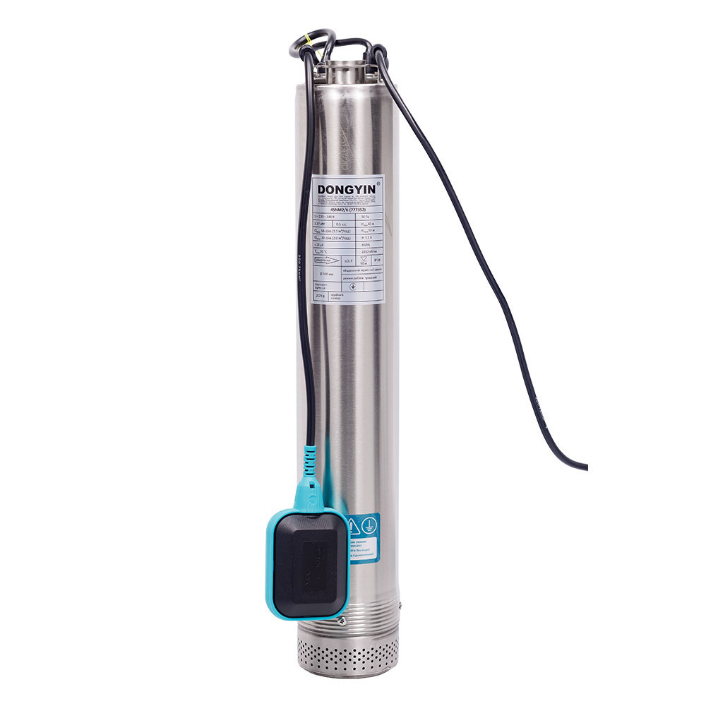 Насос с нижним забором воды 0.37кВт H 42(30)м Q 55(33)л/мин Ø100мм+поплавок DONGYIN 4SNM2/6 (777352) Ровно - изображение 2