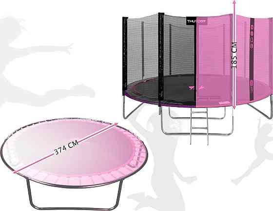 Батут THUNDER OUTSIDE PRO з зовнішньою сіткою 12 футів 366 см чорно-рожевий Київ