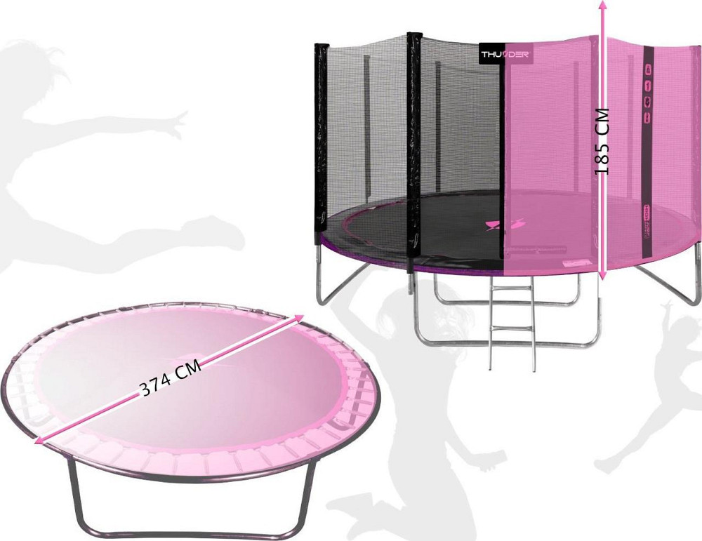 Батут THUNDER OUTSIDE PRO з зовнішньою сіткою 12 футів 366 см чорно-рожевий Київ - фото 2