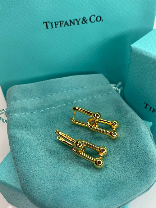 Брендові сережки Тіффані Tiffany, позолота, є лого, люкс якість/упаковані в мішечок Одеса - фото 4