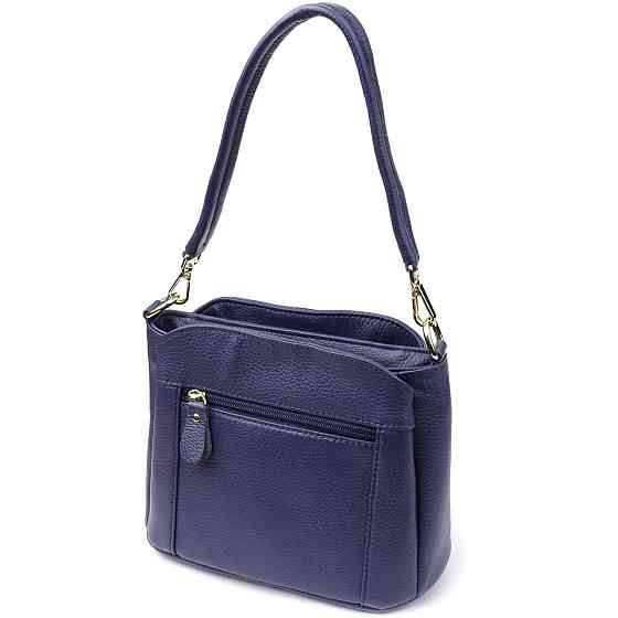 Женская сумка из натуральной кожи с тремя отделениями Vintage 22976 Синий Киев
